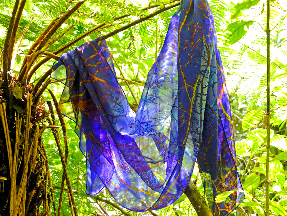 Silk Chiffon Scarf Leaf's Web - KRE Group