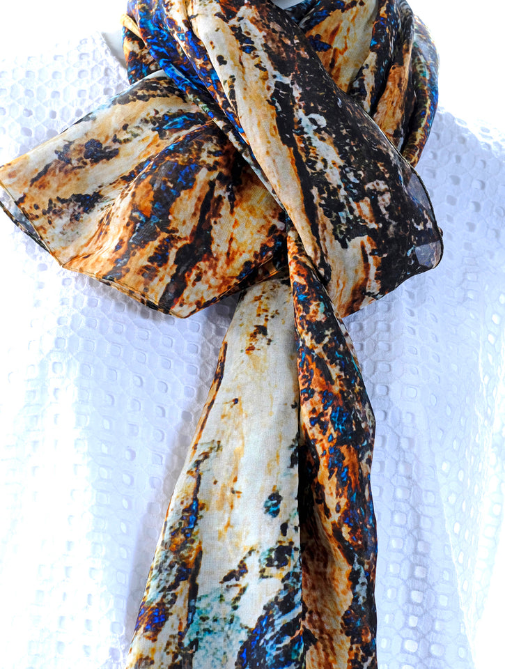 Silk Chiffon Scarf Eucalyptus Bark - KRE Group