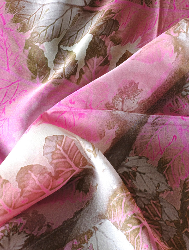 Silk Chiffon Scarf Pink Tree Fern - KRE Group