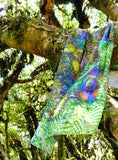 Silk Chiffon Scarf Peacock Among the Ferns - KRE Group