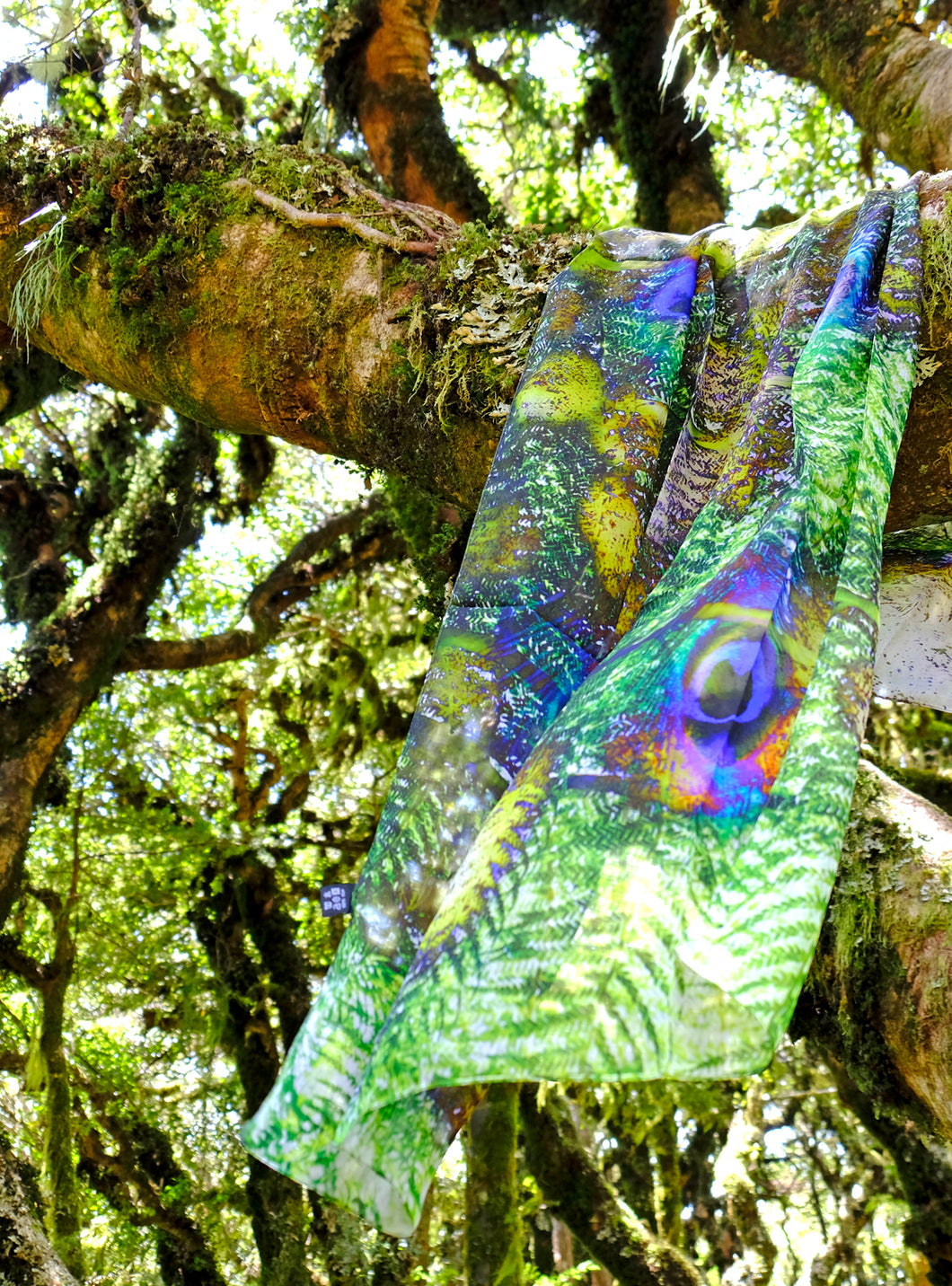 Silk Chiffon Scarf Peacock Among the Ferns - KRE Group