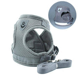 Dog Cat Harnesses Vest Reflective Safety and Leash Set S Grey - KRE Group