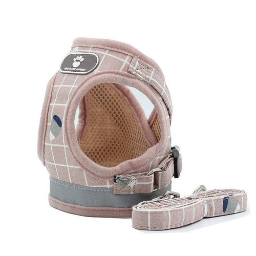 Dogs Harnesses Vest Puppy Chest Strap Pug and Leash Set XS PINK - KRE Group