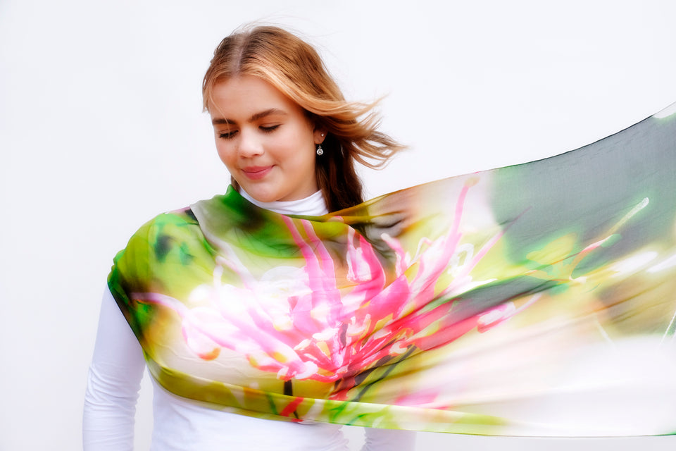 Silk Chiffon Scarf Wildflower Montage - KRE Group