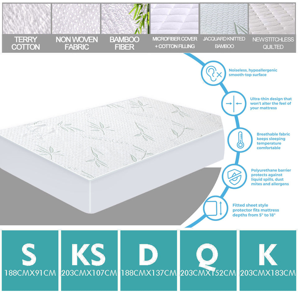 DreamZ Terry Cotton Fully Fitted Waterproof Mattress Protector King Single Size - KRE Group