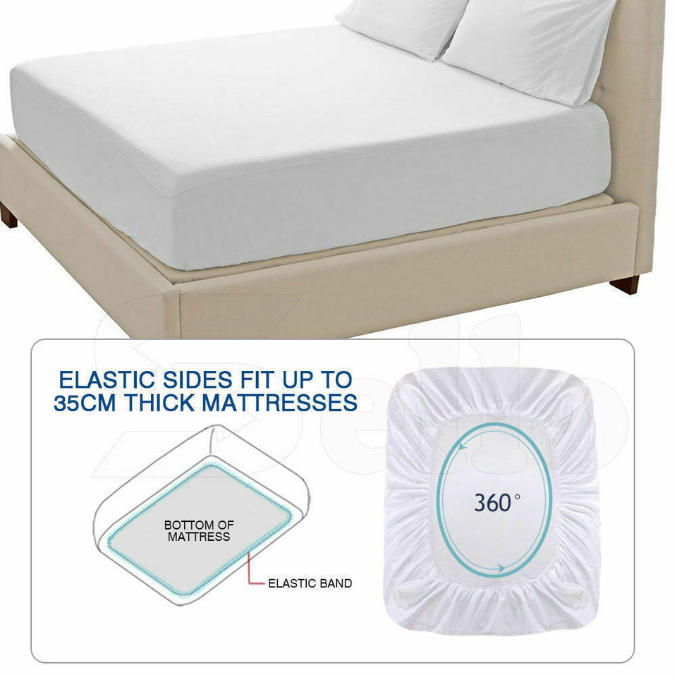 DreamZ Terry Cotton Fully Fitted Waterproof Mattress Protector King Single Size - KRE Group