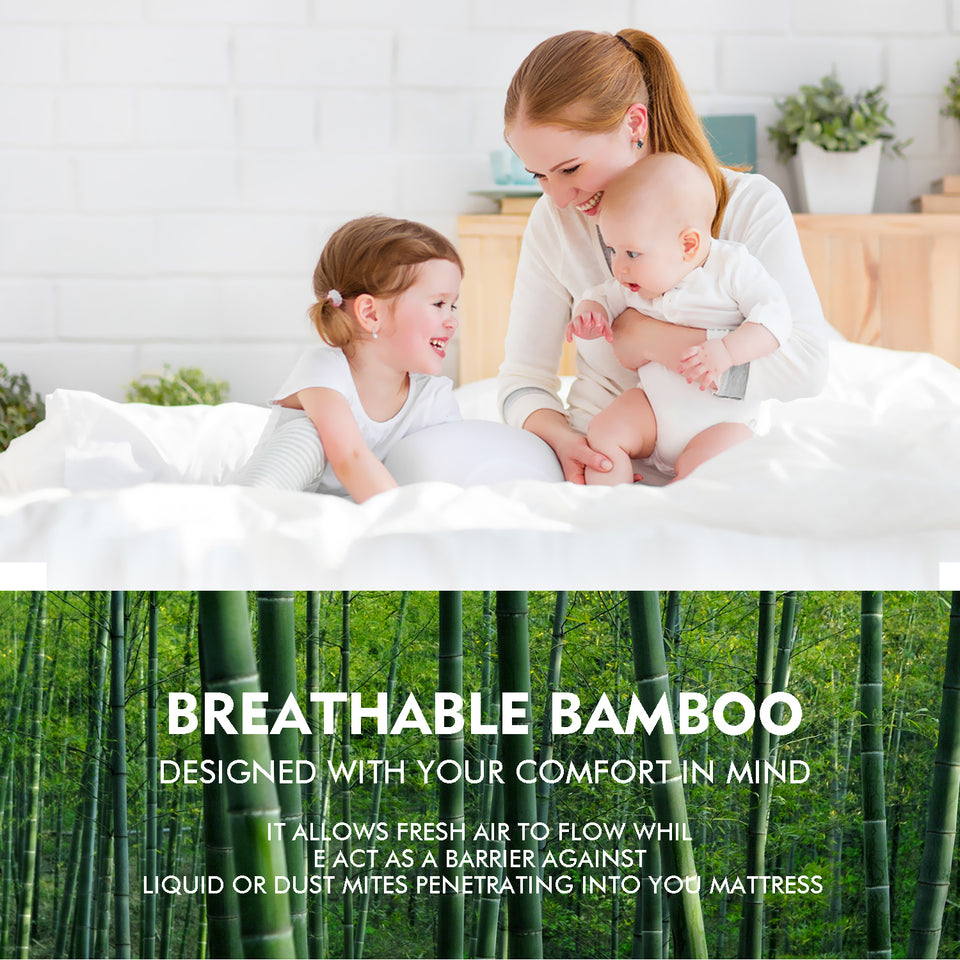 DreamZ Fitted Waterproof Mattress Protector with Bamboo Fibre Cover Single Size - KRE Group