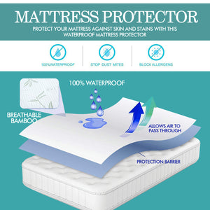 DreamZ Fitted Waterproof Mattress Protector with Bamboo Fibre Cover Double Size - KRE Group