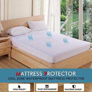 DreamZ Mattress Protector Topper Polyester Cool Fitted Cover Waterproof Queen - KRE Group