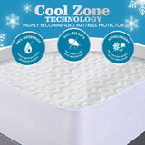 DreamZ Mattress Protector Topper Polyester Cool Fitted Cover Waterproof Queen - KRE Group