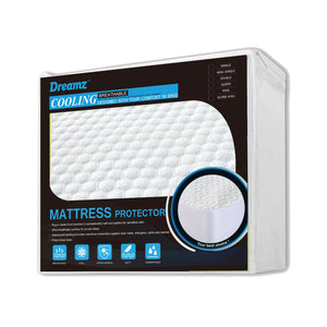 DreamZ Mattress Protector Topper Polyester Cool Fitted Cover Waterproof Queen - KRE Group