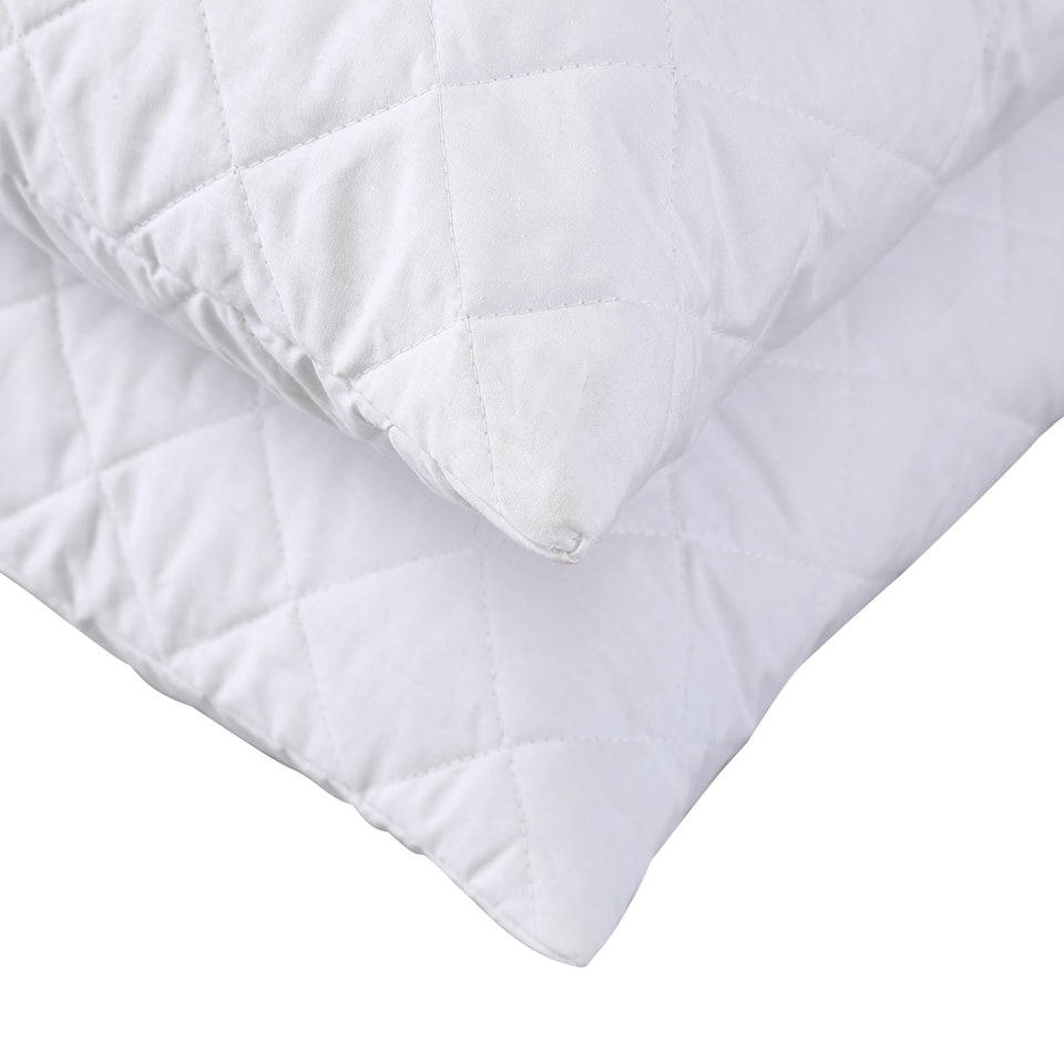 DreamZ Pillow Case Protector Pillowcase 100% Cotton Quilted Soft Cover Cases x2 - KRE Group