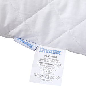 DreamZ Pillow Case Protector Pillowcase 100% Cotton Quilted Soft Cover Cases x2 - KRE Group