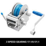 Hand Winch 2000KG/4410LBS 3 Speed Dyneema Synthetic Rope Boat Car Marine 4WD 10M - KRE Group