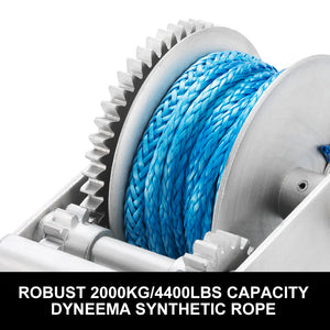 Hand Winch 2000KG/4410LBS 3 Speed Dyneema Synthetic Rope Boat Car Marine 4WD 10M - KRE Group