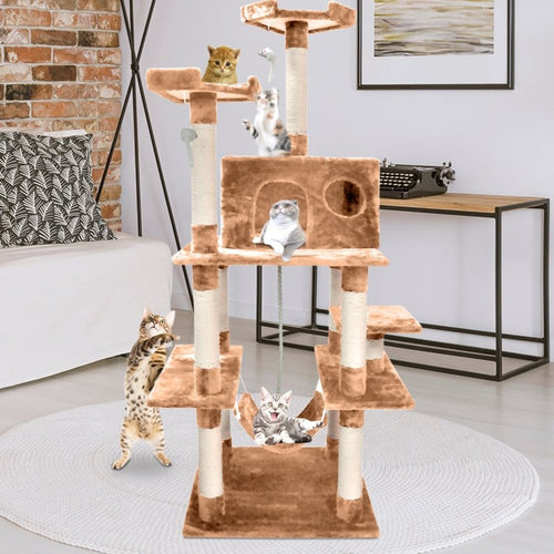 183cm Cat Scratching Post Tree Gym House Condo Furniture Scratcher Pole Brown - KRE Group