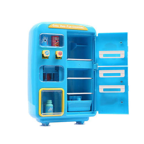 Kids Play Set 2 IN 1 Refrigerator Vending Machine Kitchen Pretend Play Toys Blue - KRE Group