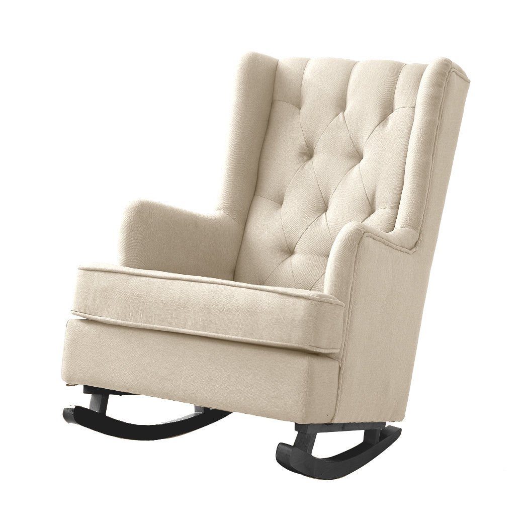 Levede Rocking Armchair Fabric / Feeding Rocker - Beige - KRE Group