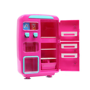 Kids Play Set 2 IN 1 Refrigerator Vending Machine Kitchen Pretend Play Toys Pink - KRE Group