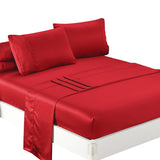 DreamZ Ultra Soft Silky Satin Bed Sheet Set in King Single Size Burgundy Colour - KRE Group