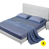 DreamZ 4 Pcs Natural Bamboo Cotton Bed Sheet Set in Size King Bluish Grey - KRE Group