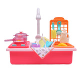 35x Kids Kitchen Play Set Dishwasher Sink Dishes Toys Cookware Pretend Play Pink - KRE Group