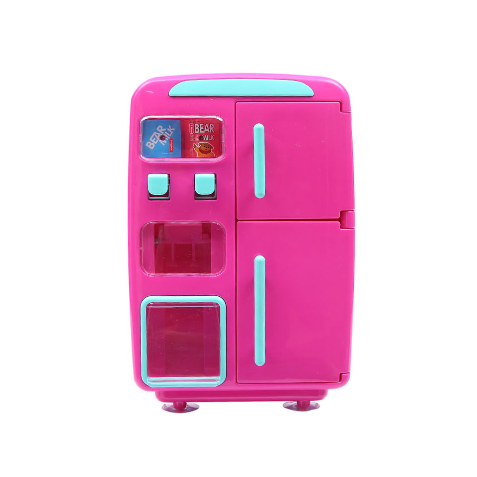 Kids Play Set 2 IN 1 Refrigerator Vending Machine Kitchen Pretend Play Toys Pink - KRE Group