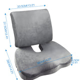 Seat Cushion Memory Foam Lumbar Back Support Orthoped Office Pain Relief Grey - KRE Group