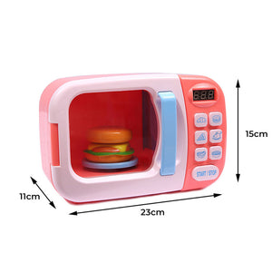 32x Kids Kitchen Play Set Electric Microwave Oven Pretend Play Toys Cooking Pink - KRE Group