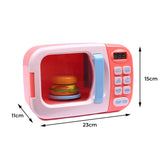 32x Kids Kitchen Play Set Electric Microwave Oven Pretend Play Toys Cooking Pink - KRE Group