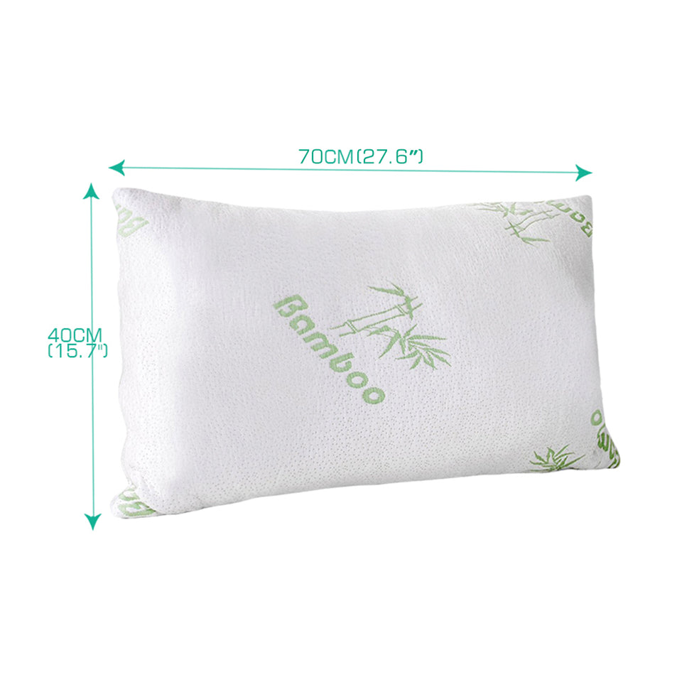 2x DreamZ Luxury Natural Memory Foam Bed Pillows Bamboo Fabric Cover 70x40cm - KRE Group