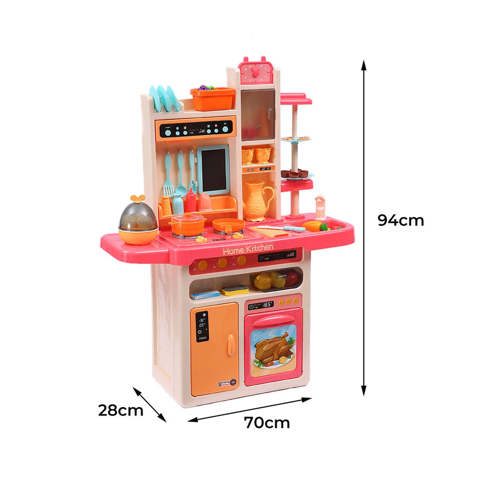 65 Pcs Kids Kitchen Play Set Pretend Cooking Toy Children Cookware Utensils Pink - KRE Group