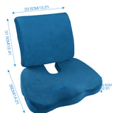 Seat Cushion Memory Foam Lumbar Back Support Orthoped Office Pain Relief Blue - KRE Group