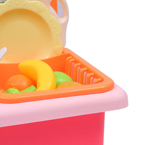 35x Kids Kitchen Play Set Dishwasher Sink Dishes Toys Cookware Pretend Play Pink - KRE Group