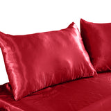 DreamZ Ultra Soft Silky Satin Bed Sheet Set in King Single Size Burgundy Colour - KRE Group