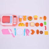 32x Kids Kitchen Play Set Electric Microwave Oven Pretend Play Toys Cooking Pink - KRE Group