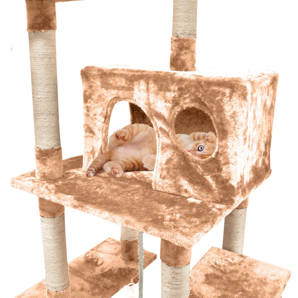 183cm Cat Scratching Post Tree Gym House Condo Furniture Scratcher Pole Brown - KRE Group