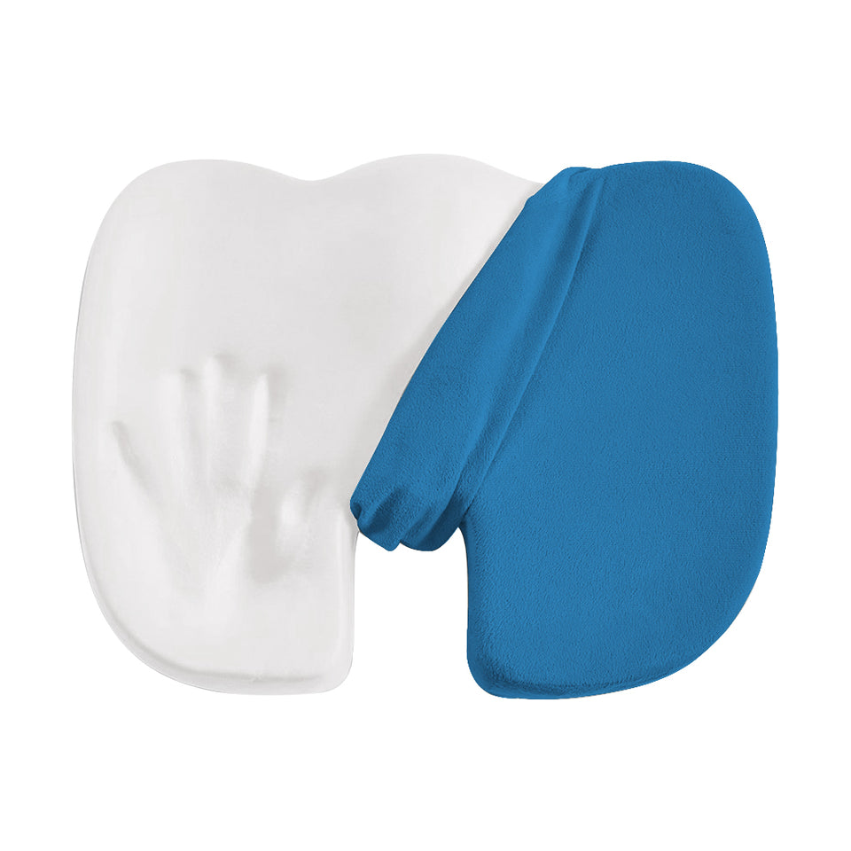 Seat Cushion Memory Foam Lumbar Back Support Orthoped Office Pain Relief Blue - KRE Group