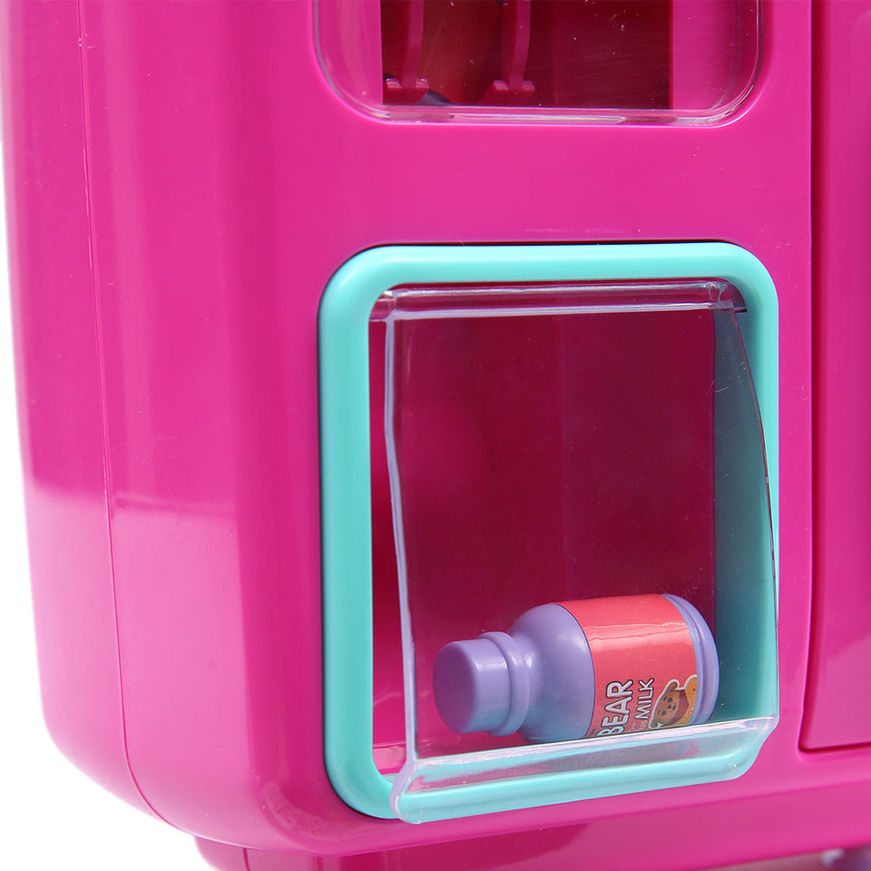 Kids Play Set 2 IN 1 Refrigerator Vending Machine Kitchen Pretend Play Toys Pink - KRE Group