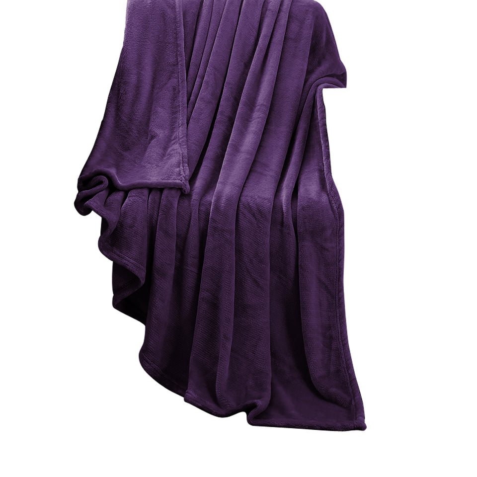 DreamZ 320GSM 220x160cm Ultra Soft Mink Blanket Warm Throw in Aubergine Colour - KRE Group