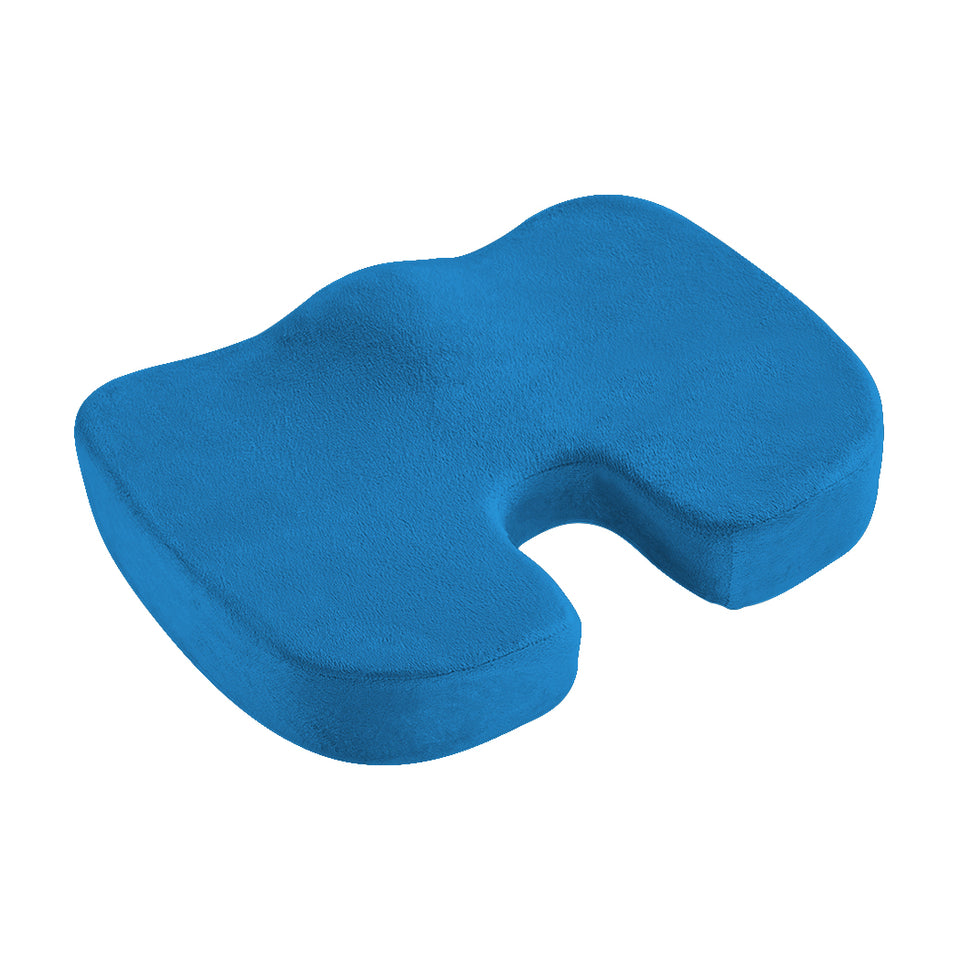 Seat Cushion Memory Foam Lumbar Back Support Orthoped Office Pain Relief Blue - KRE Group