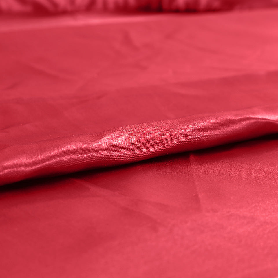 DreamZ Ultra Soft Silky Satin Bed Sheet Set in King Single Size Burgundy Colour - KRE Group