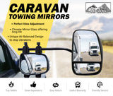 Pair Towing Mirrors Multi Fit Clamp on Towing Caravan 4X4 Trailer Heavy Duty - KRE Group