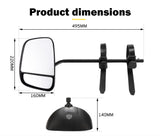 Pair Towing Mirrors Multi Fit Clamp on Towing Caravan 4X4 Trailer Heavy Duty - KRE Group