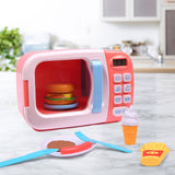 32x Kids Kitchen Play Set Electric Microwave Oven Pretend Play Toys Cooking Pink - KRE Group