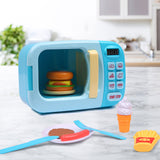 32x Kids Kitchen Play Set Electric Microwave Oven Pretend Play Toys Cooking Blue - KRE Group