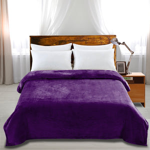 DreamZ 320GSM 220x160cm Ultra Soft Mink Blanket Warm Throw in Aubergine Colour - KRE Group