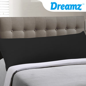 DreamZ Body Full Long Pillow Luxury Slip Cotton Maternity Pregnancy 137cm Black - KRE Group