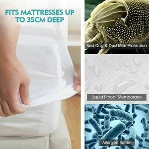 DreamZ Fitted Waterproof Mattress Protector with Bamboo Fibre Cover Double Size - KRE Group