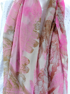 Silk Chiffon Scarf Pink Tree Fern - KRE Group